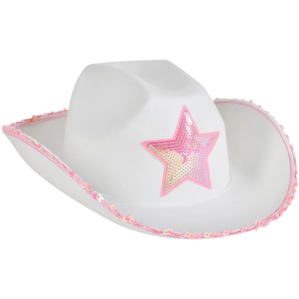 White Cowgirl Hat Pink Star