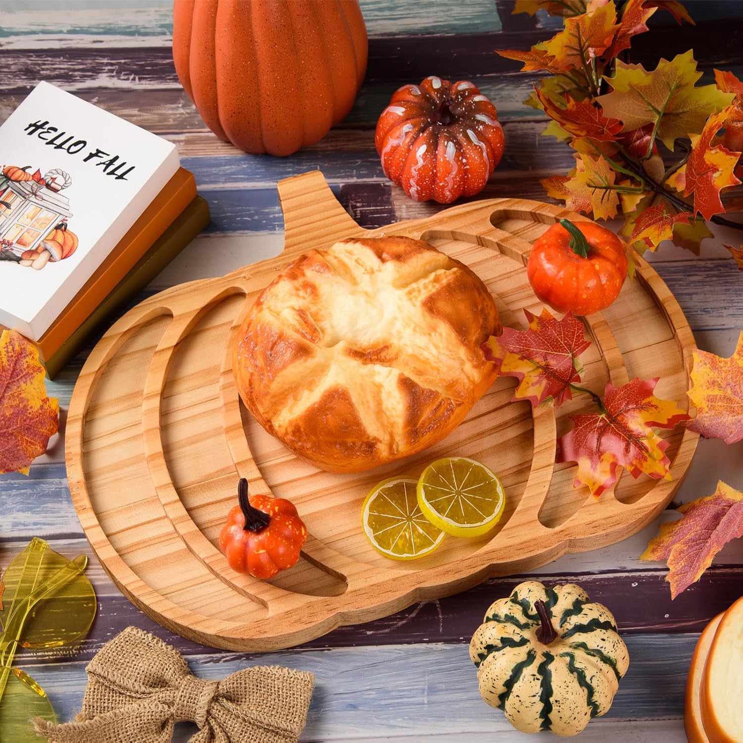 AWIZOM Pumpkin Wooden Serving Platter - Image 4